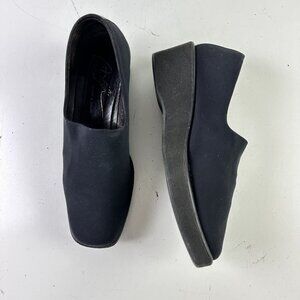 Donald J Pliner VINTAGE Womens  Textile Wedge Platform Loafer Black Chunky 8.5